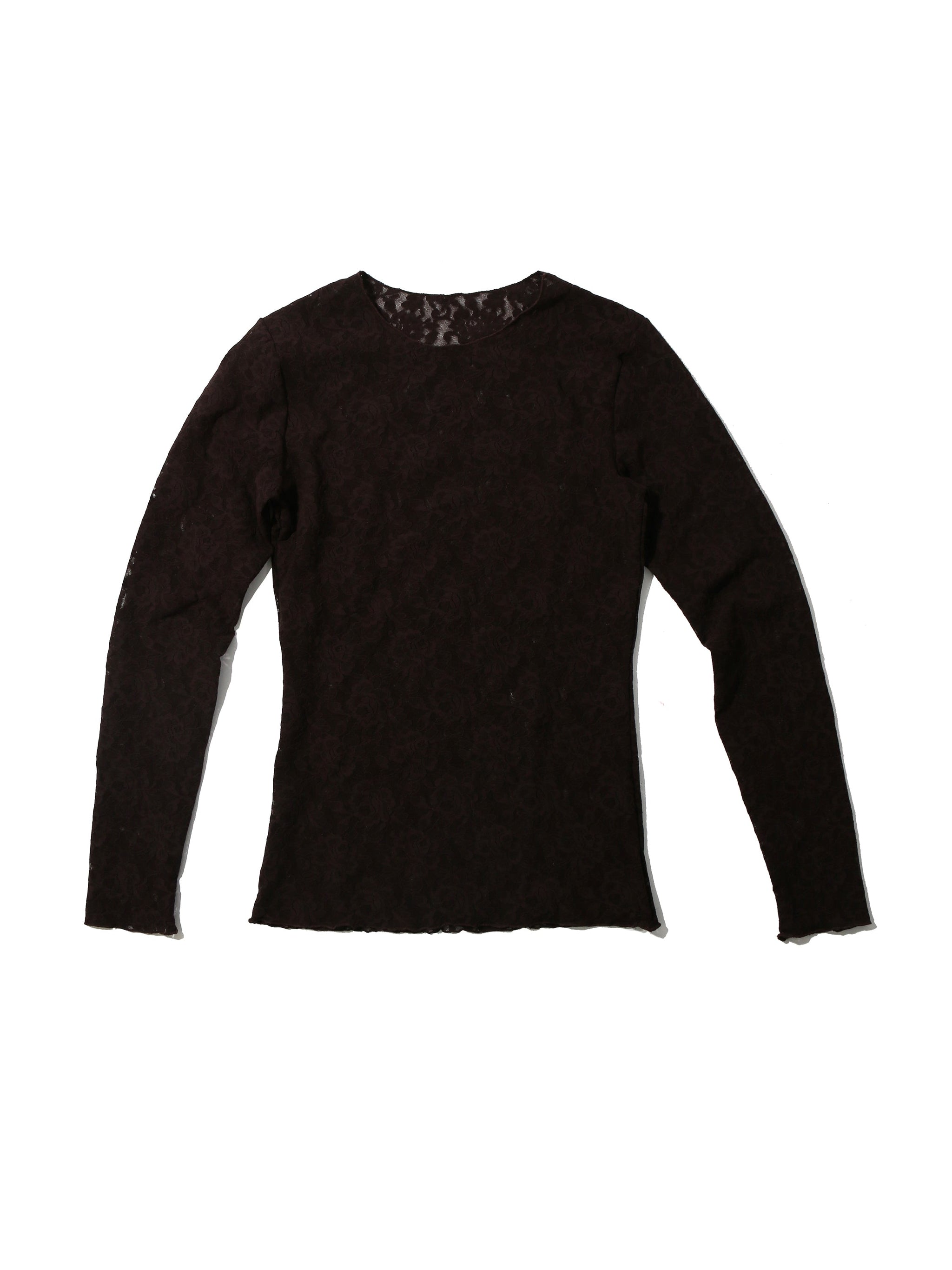 Signature Lace Long Sleeve Top Chocolate Noir Brown
