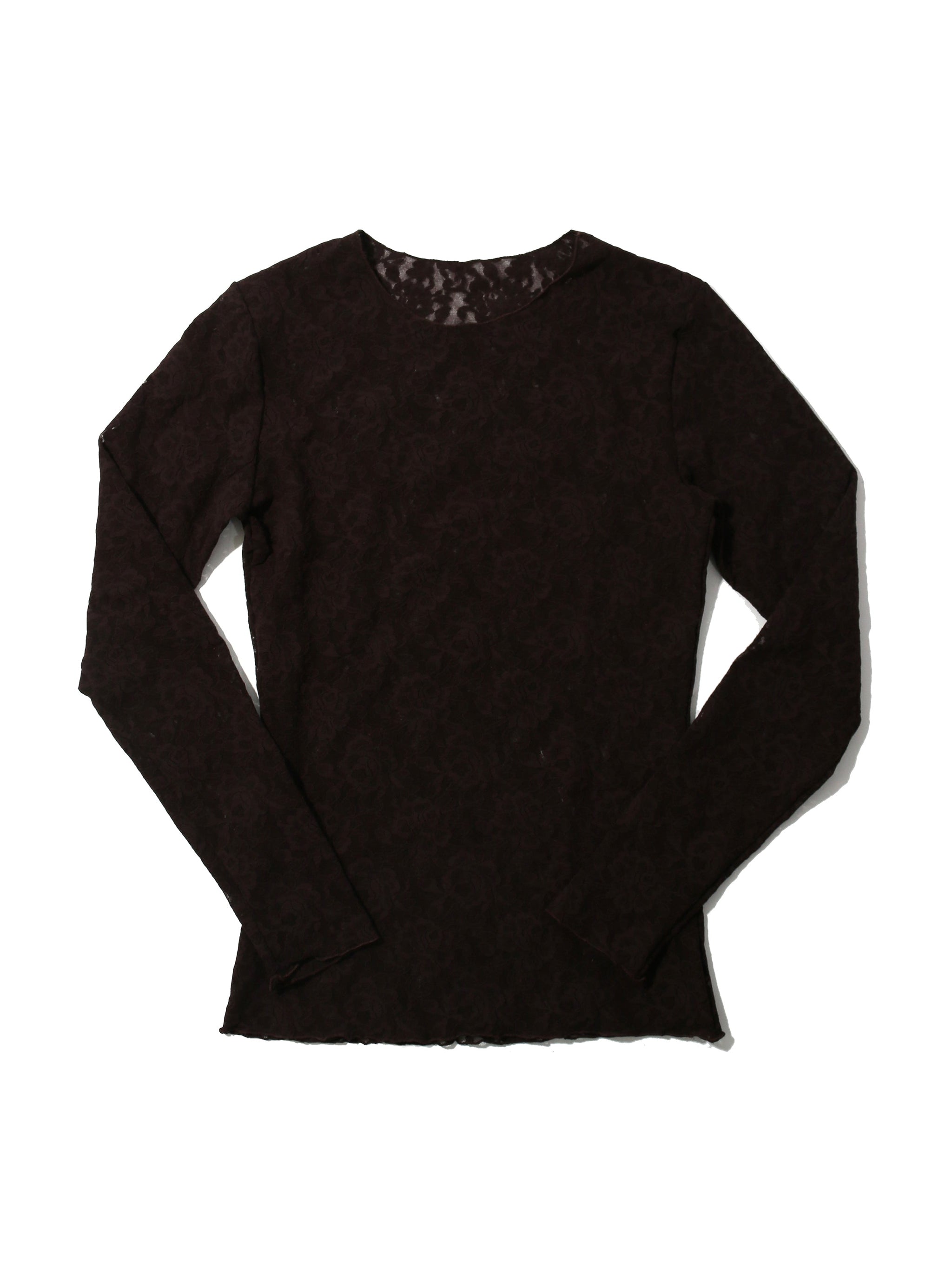 Signature Lace Long Sleeve Top Chocolate Noir Brown