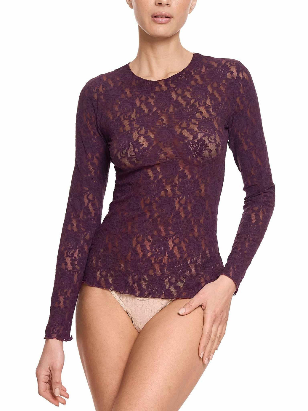 Signature Lace® Long Sleeve Top Stone Fruit Purple Sale