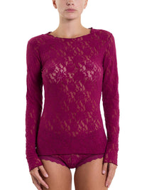 Signature Lace® Long Sleeve Top Sugar Plum Red Sale