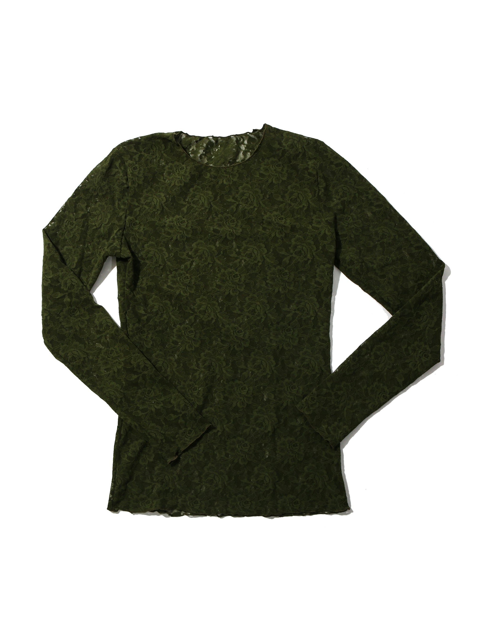 Signature Lace Long Sleeve Top Woodland Green