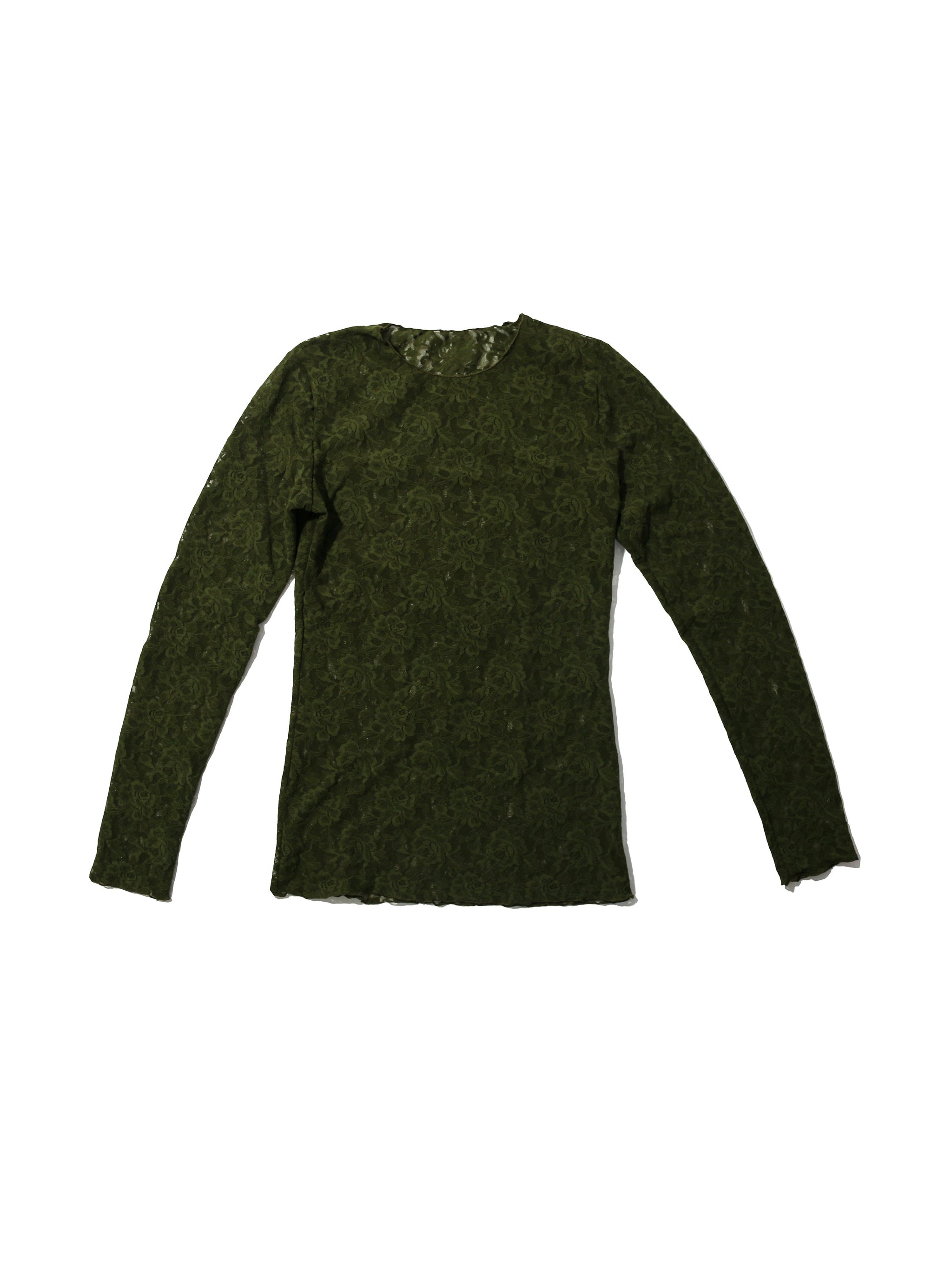 Signature Lace Long Sleeve Top Woodland Green