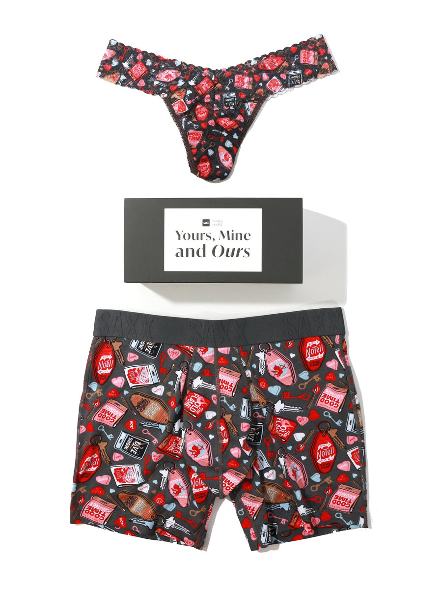 Signature Lace® Low Rise Printed Thong and SAXX Drop Temp™ Cooling Cotton Boxer Brief