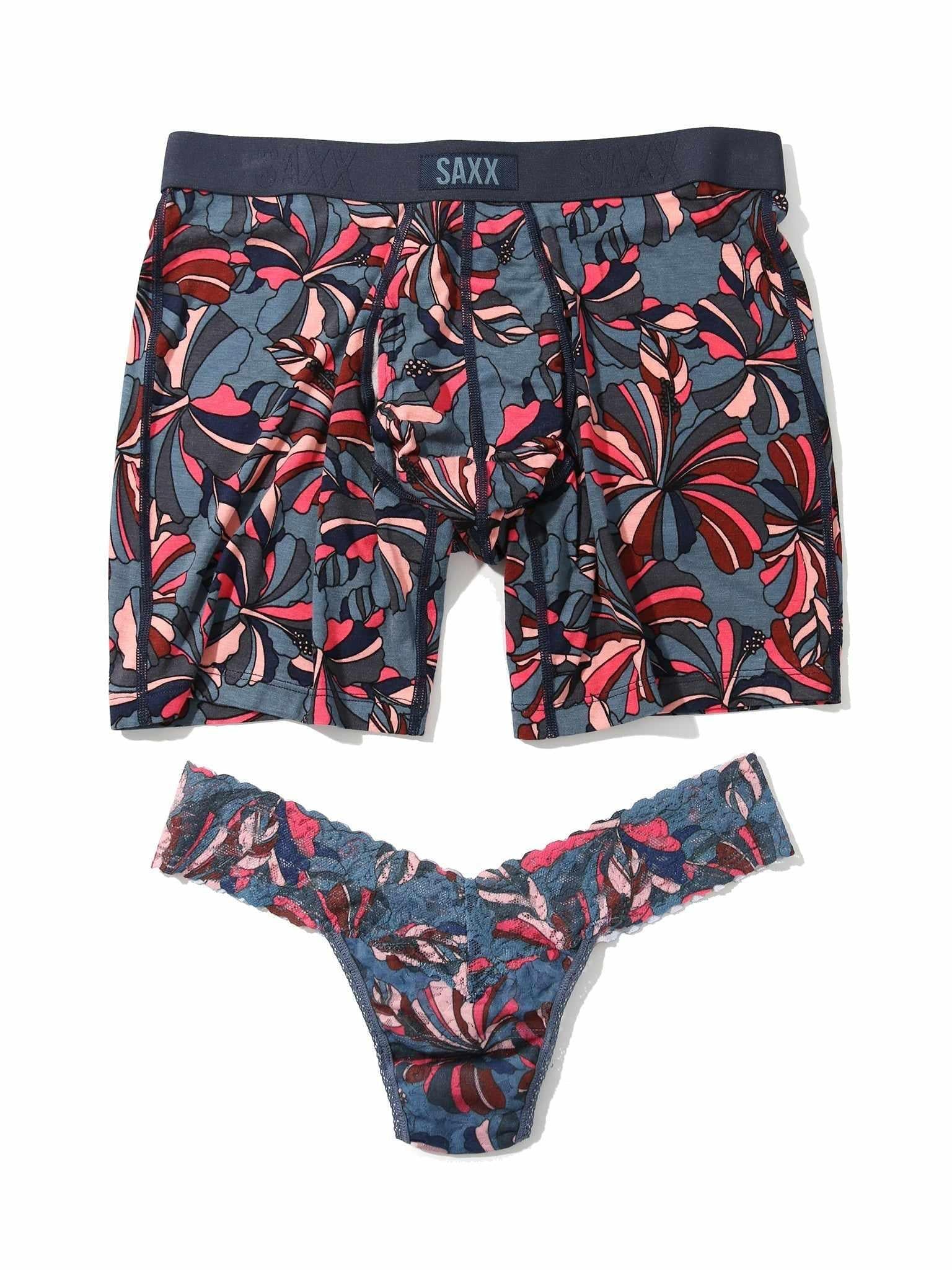 Signature Lace® Low Rise Thong And Saxx Super Soft Vibe Boxer Brief Flower Pop
