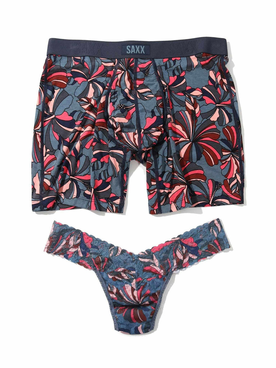 Signature Lace® Low Rise Thong And Saxx Super Soft Vibe Boxer Brief Flower Pop
