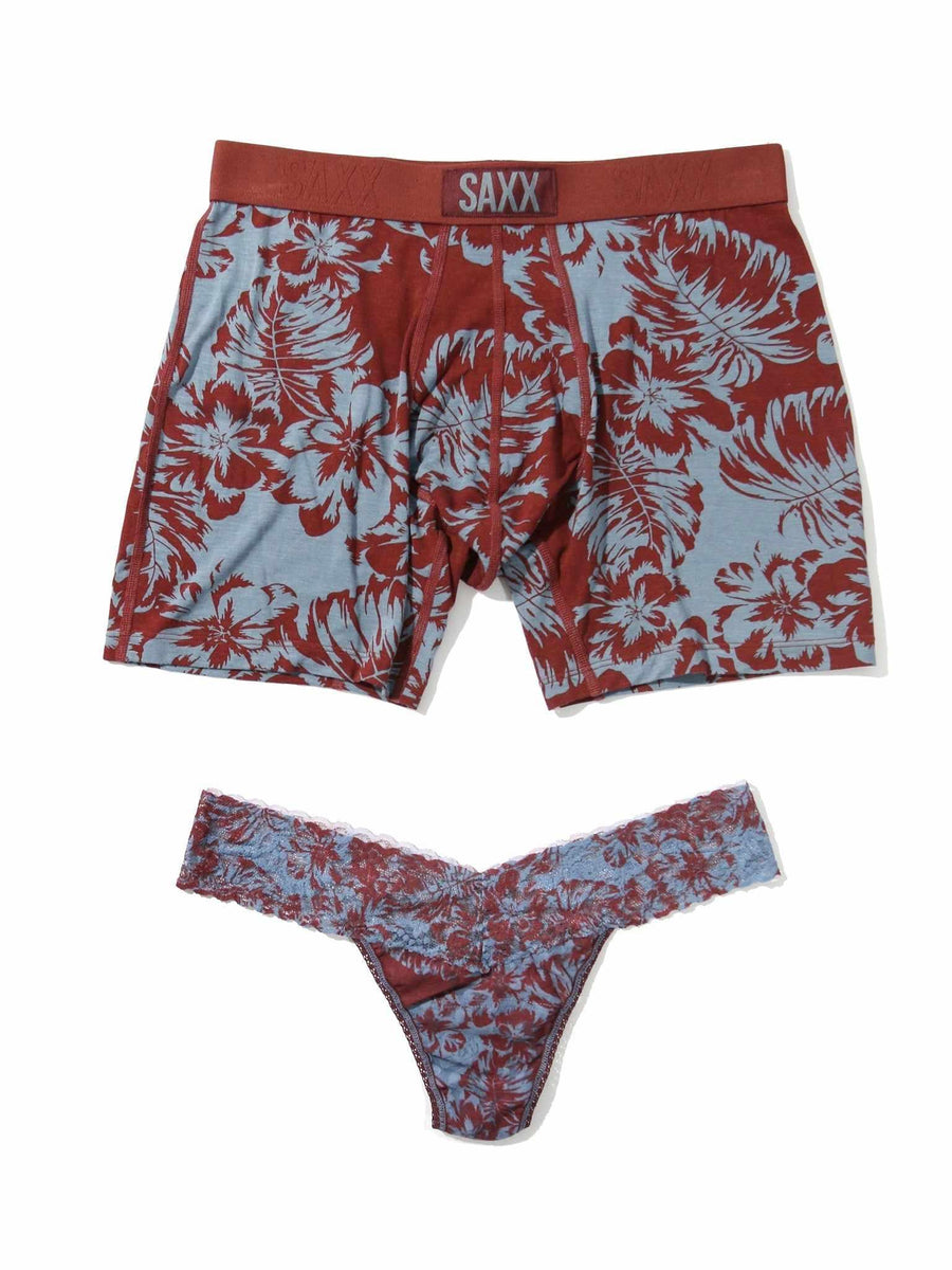 Signature Lace® Low Rise Thong And Saxx Super Soft Vibe Boxer Brief Shadow Tropics