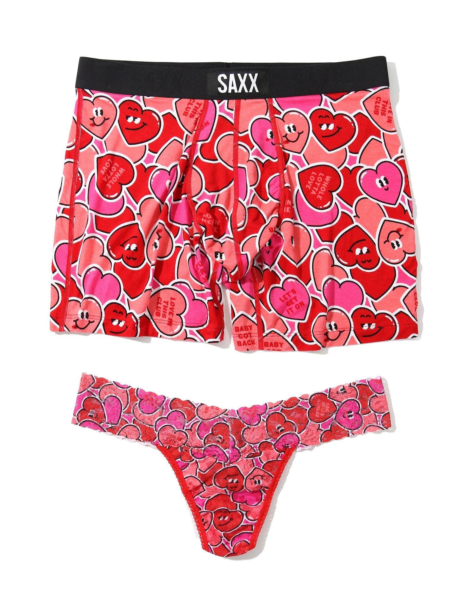 Signature Lace® Low Rise Thong And Saxx Super Soft Vibe Boxer Brief Whole Lotta Love