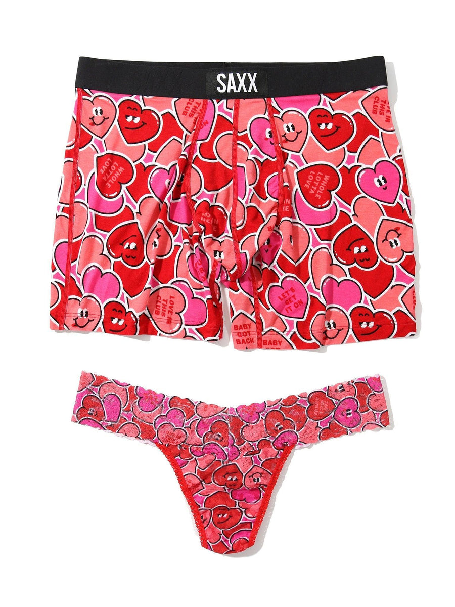 Signature Lace® Low Rise Thong And Saxx Super Soft Vibe Boxer Brief Whole Lotta Love