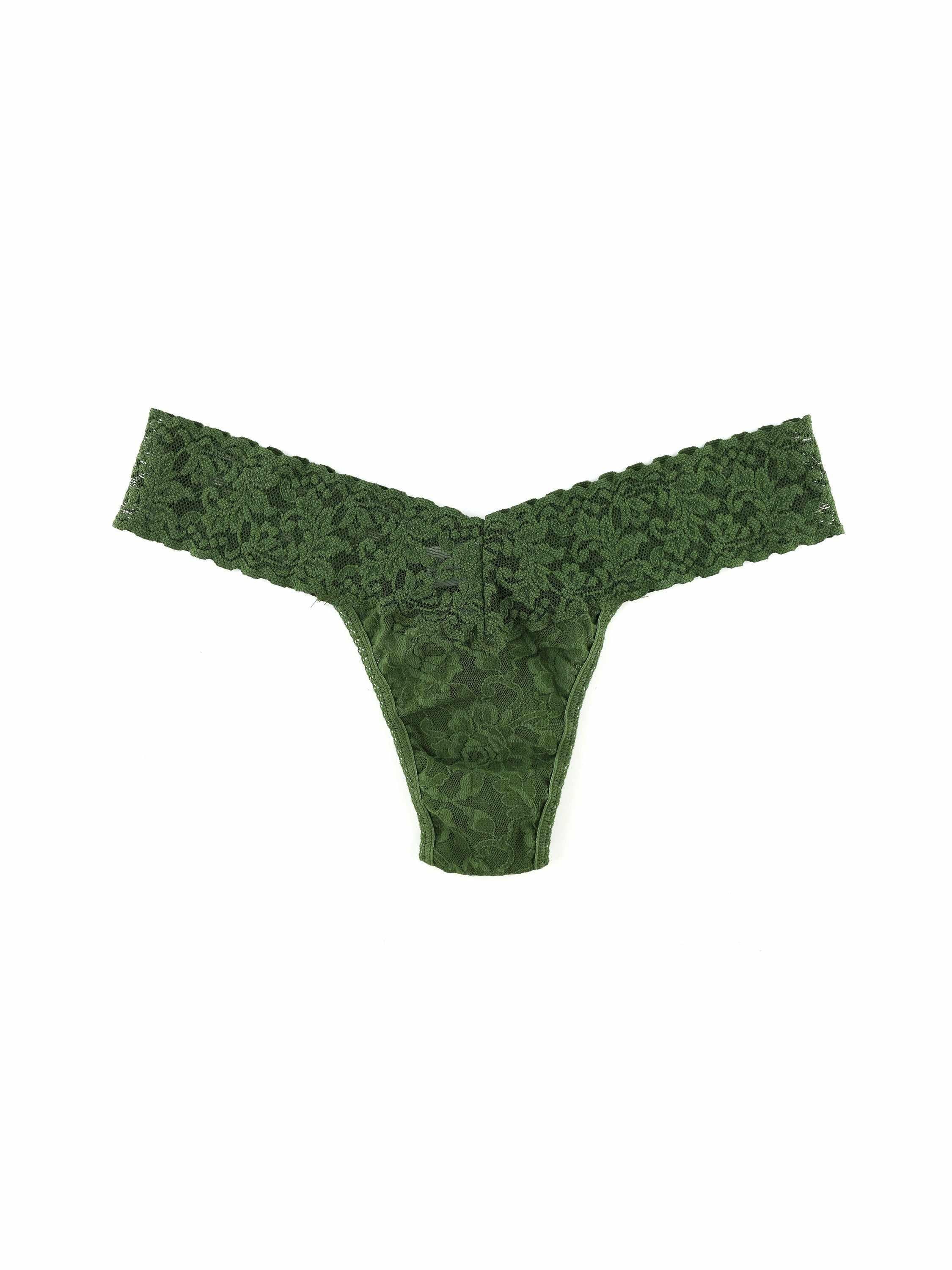 Signature Lace® Low Rise Thong Bitter Olive Green