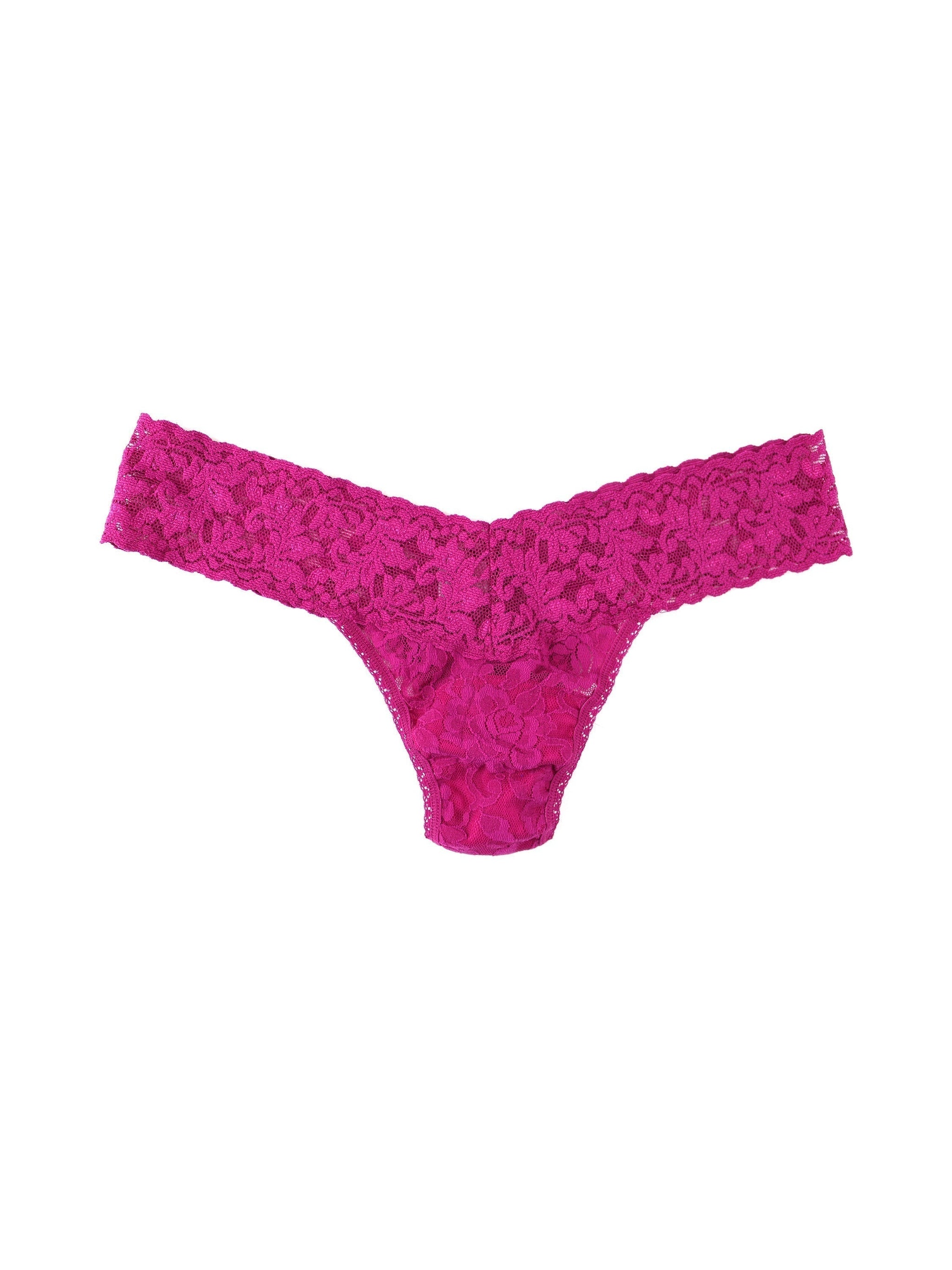 Signature Lace Low Rise Thong Bright Amethyst Pink
