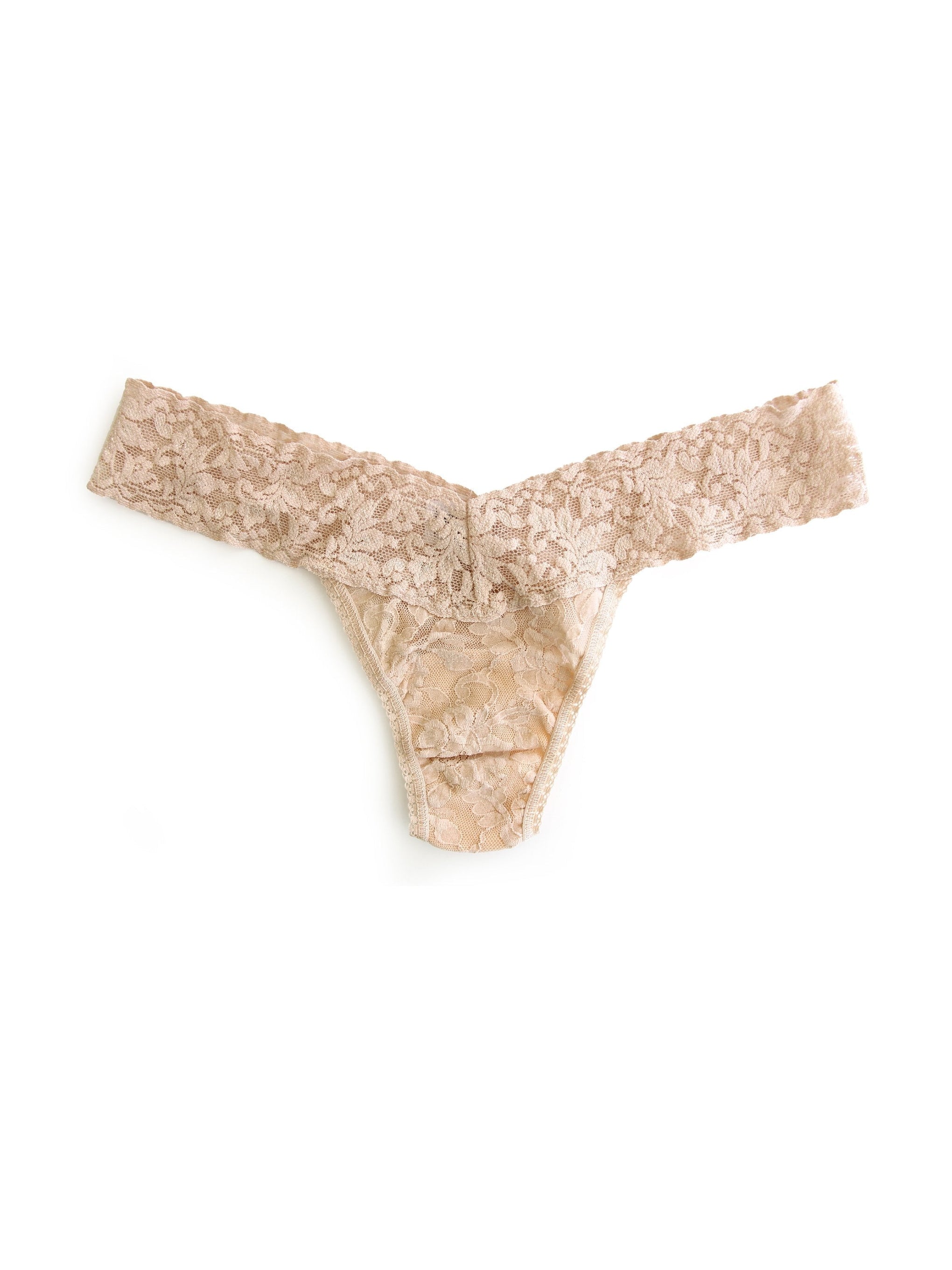 Signature Lace Low Rise Thong Chai