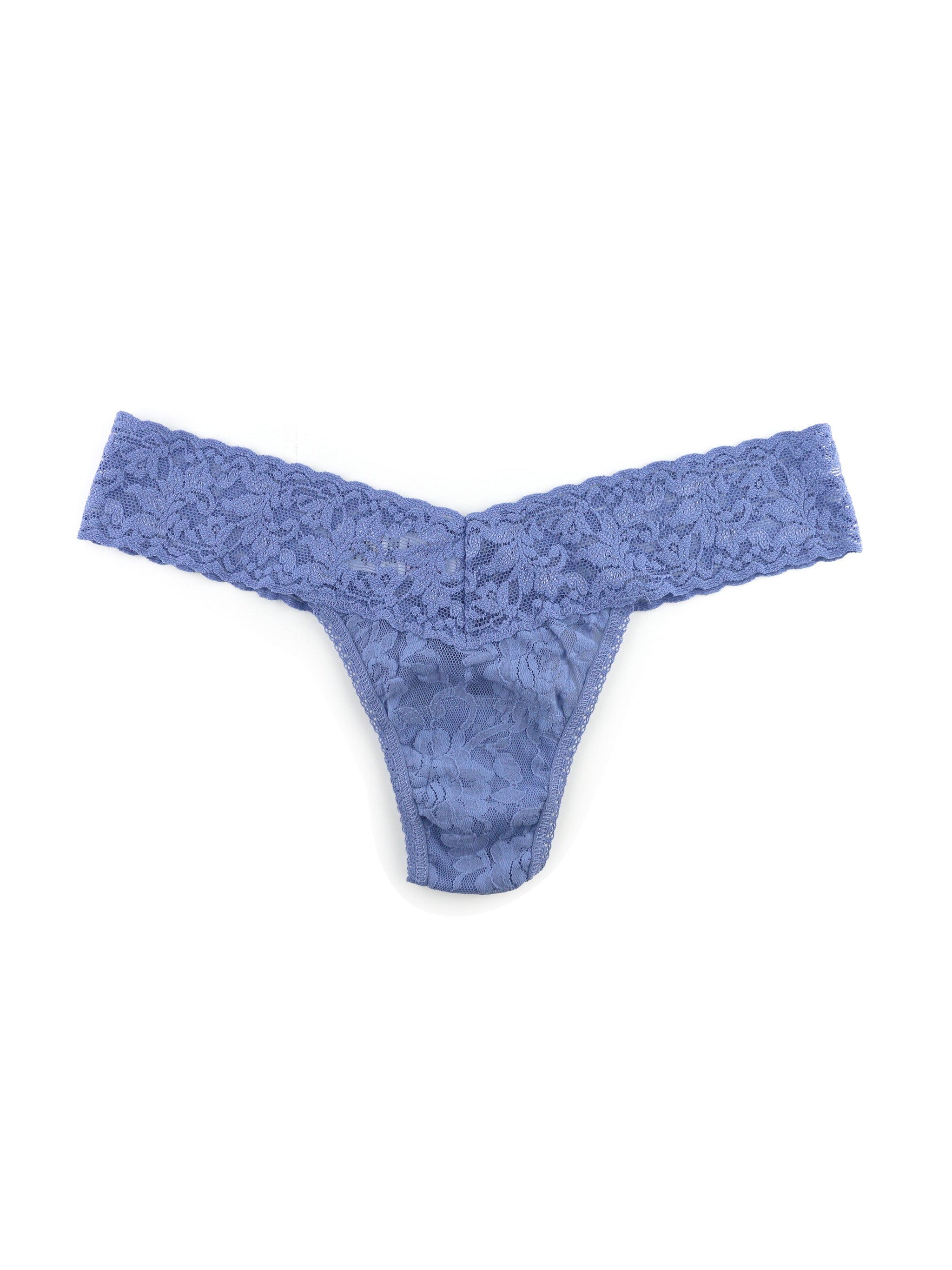 Signature Lace Low Rise Thong Chambray
