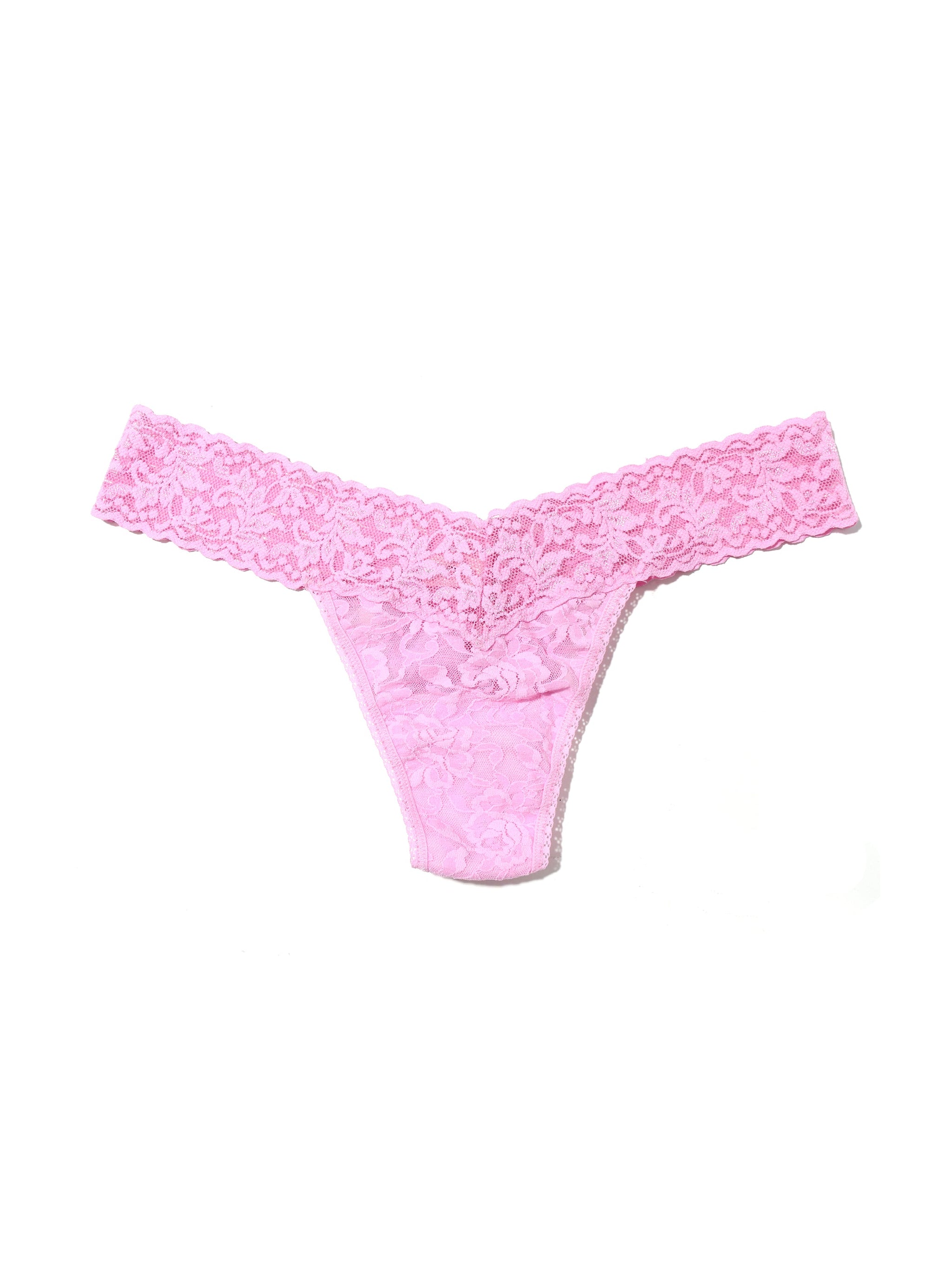 Signature Lace Low Rise Thong Cotton Candy Pink