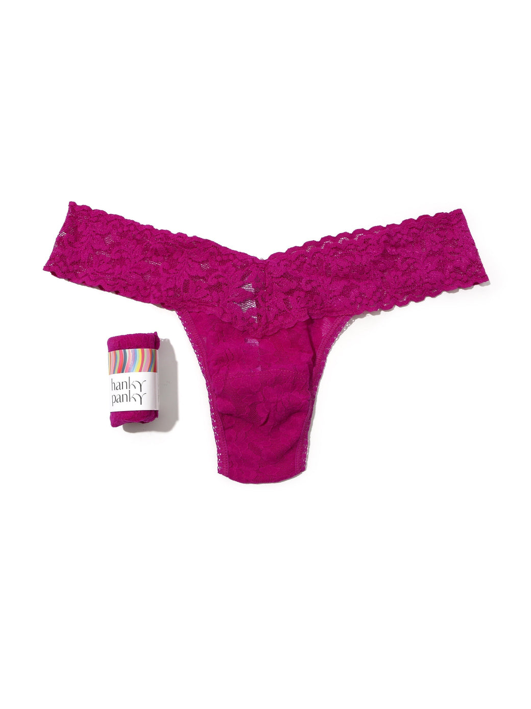 Signature Lace Low Rise Thong Countess Pink