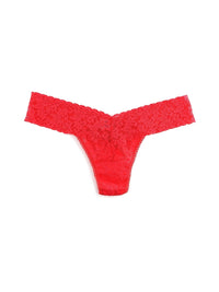 Signature Lace Low Rise Thong Deep Sea Coral Red