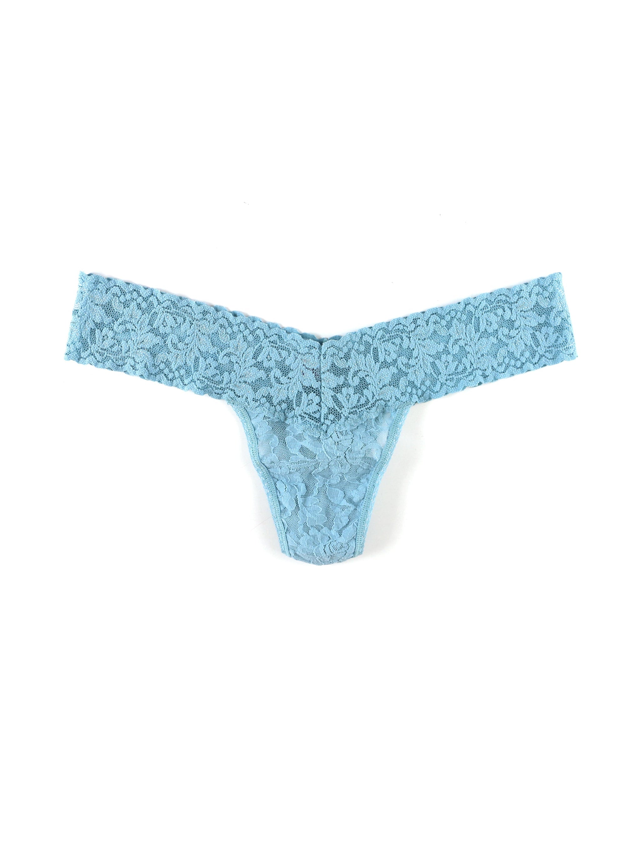 Signature Lace Low Rise Thong Duck Egg Blue