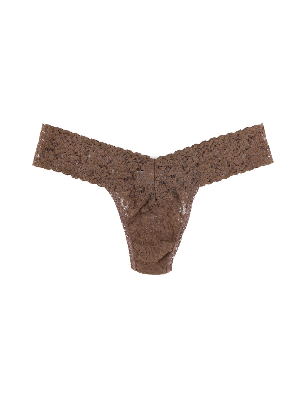 Signature Lace Low Rise Thong Dutch Chocolate Brown
