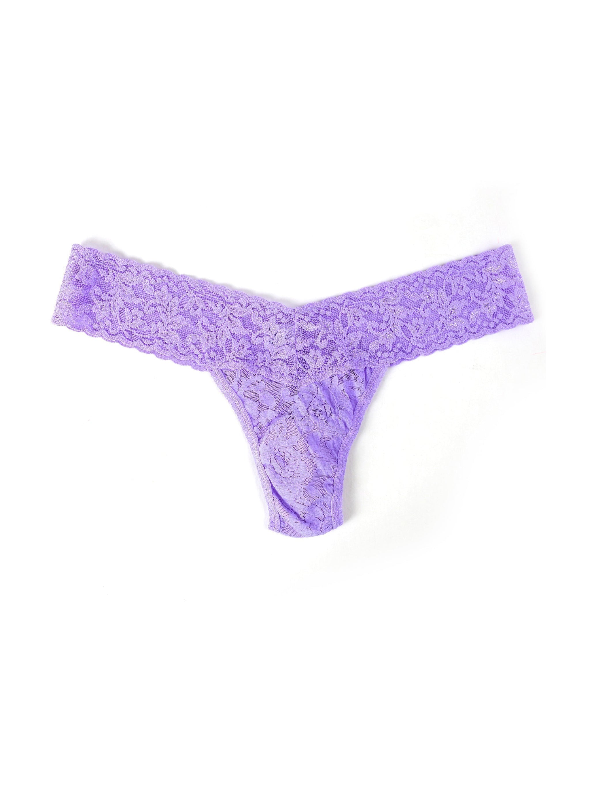 Signature Lace Low Rise Thong Electric Orchid Purple