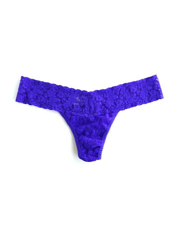 Signature Lace Low Rise Thong Electric Purple