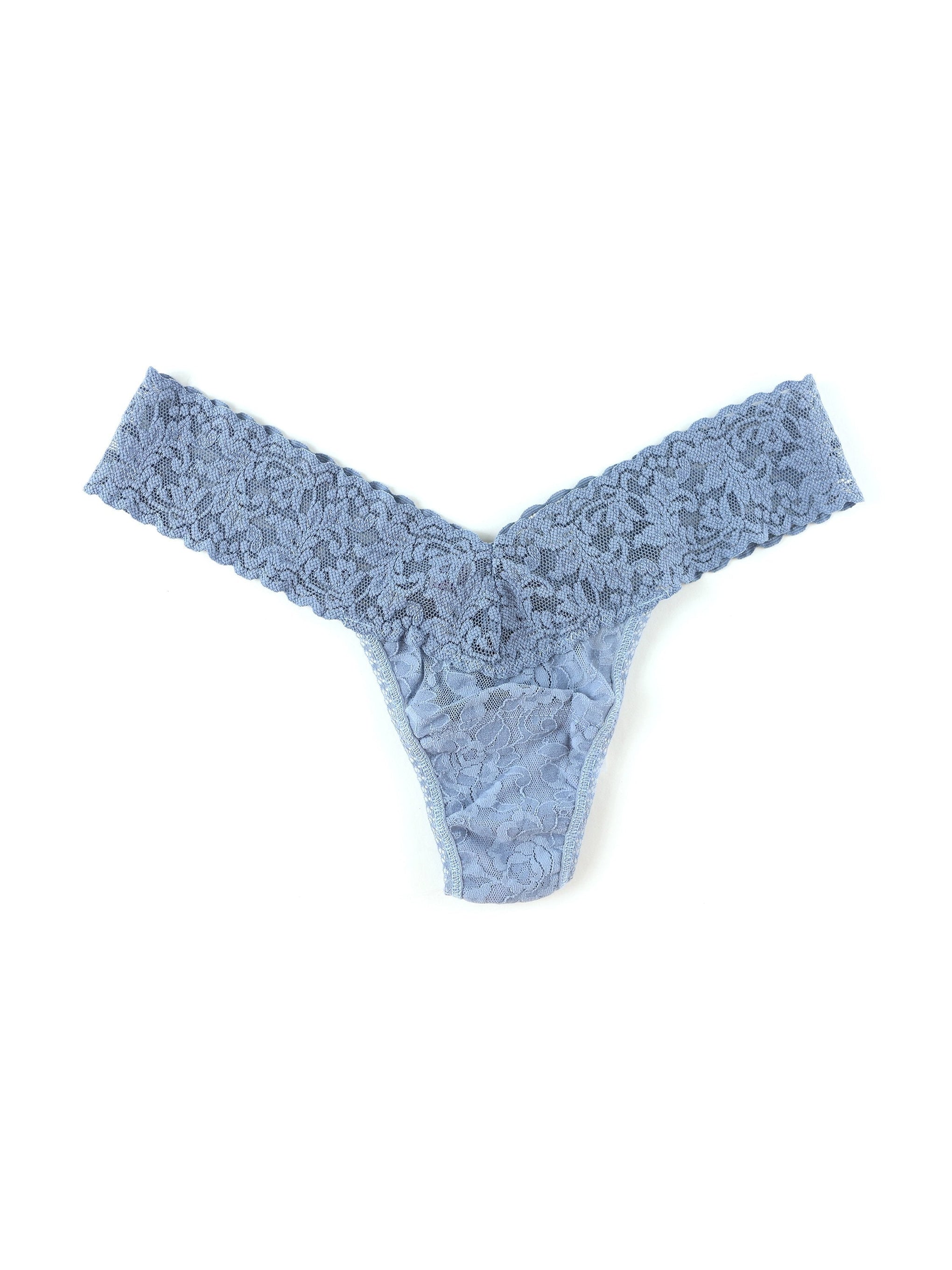 Signature Lace Low Rise Thong Grey Mist