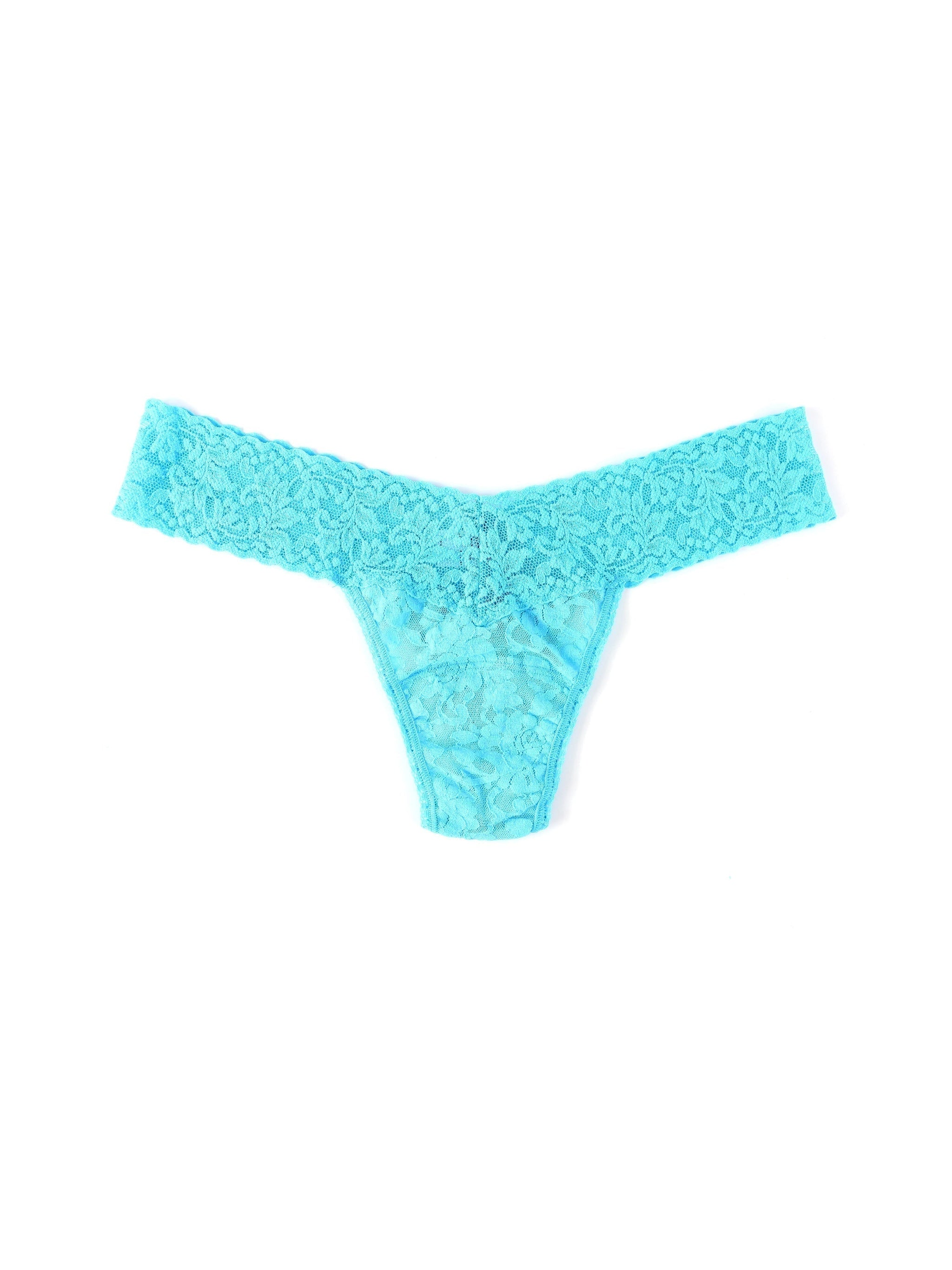 Signature Lace Low Rise Thong Island Blue