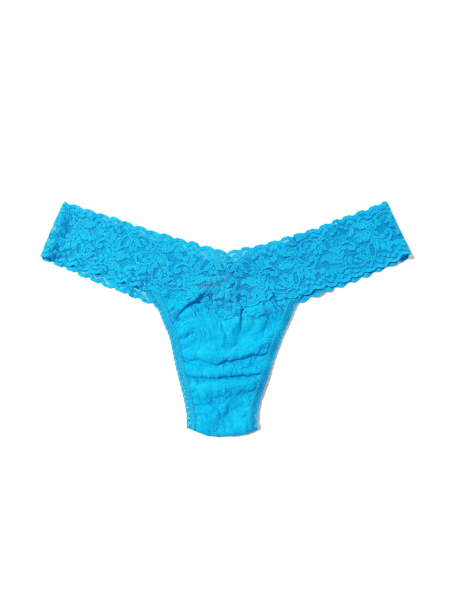 Signature Lace Low Rise Thong Ocean Eyes Blue