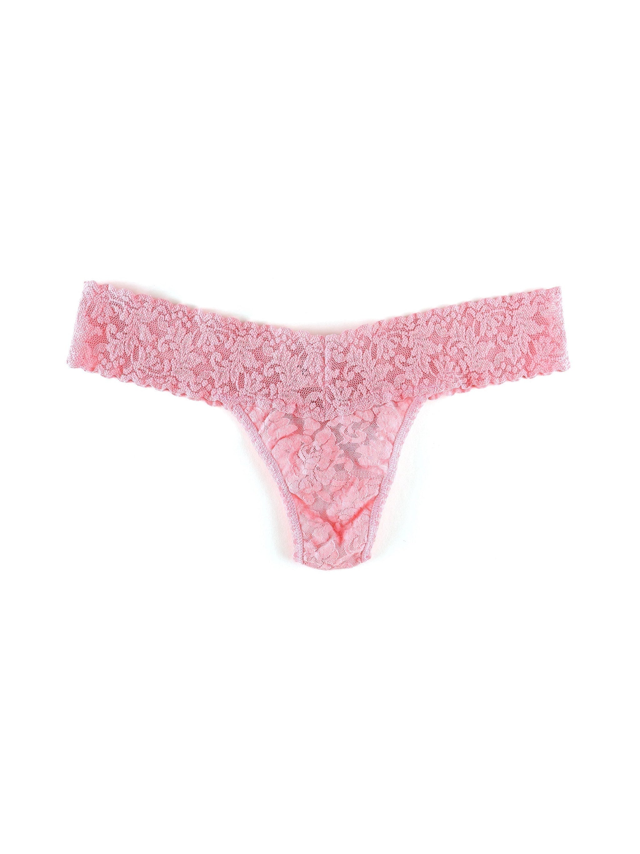 Signature Lace Low Rise Thong Pink Lady