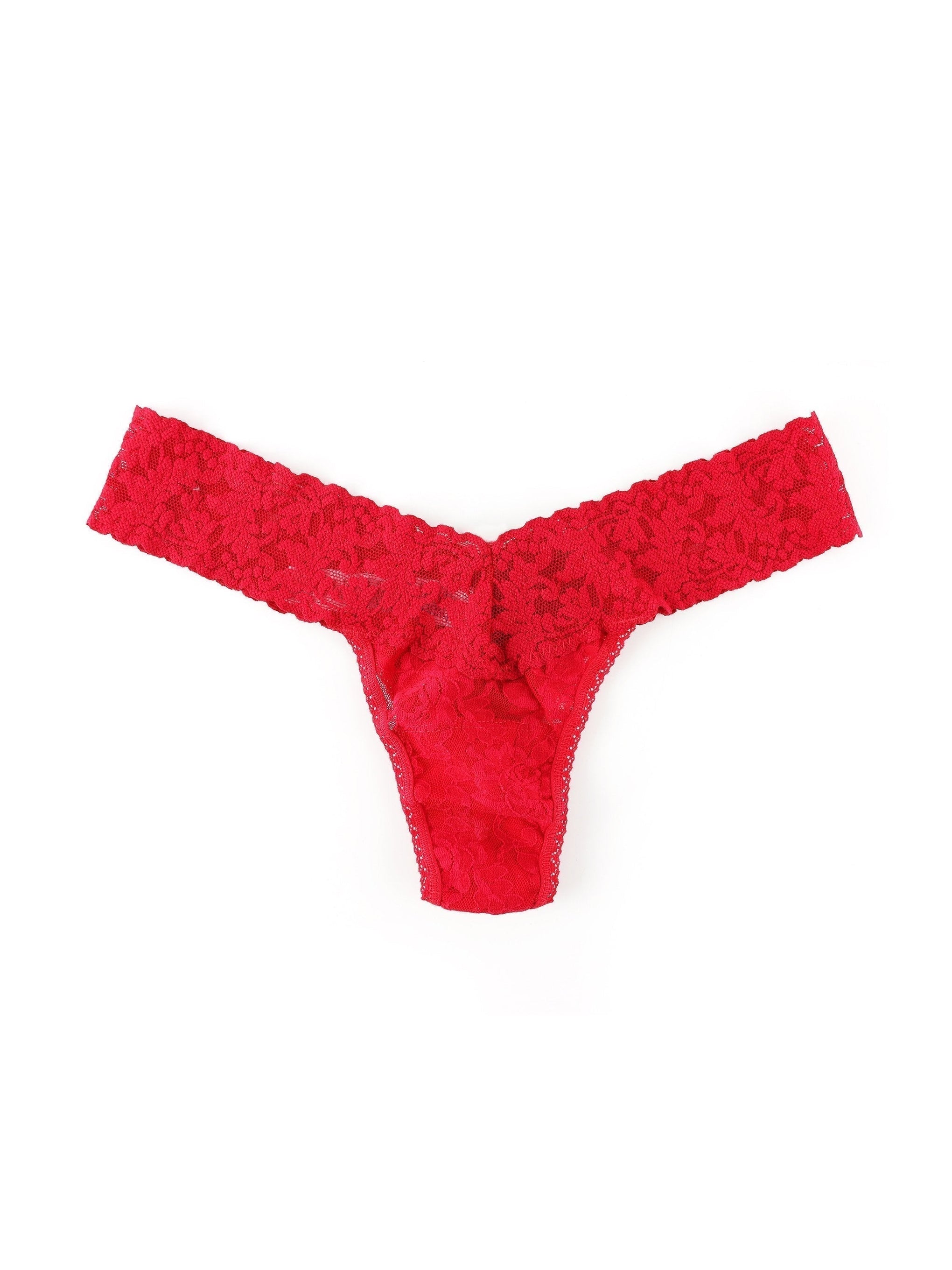 Signature Lace Low Rise Thong Red
