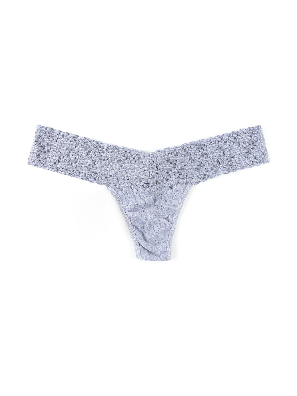 Signature Lace Low Rise Thong Shining Armor Grey