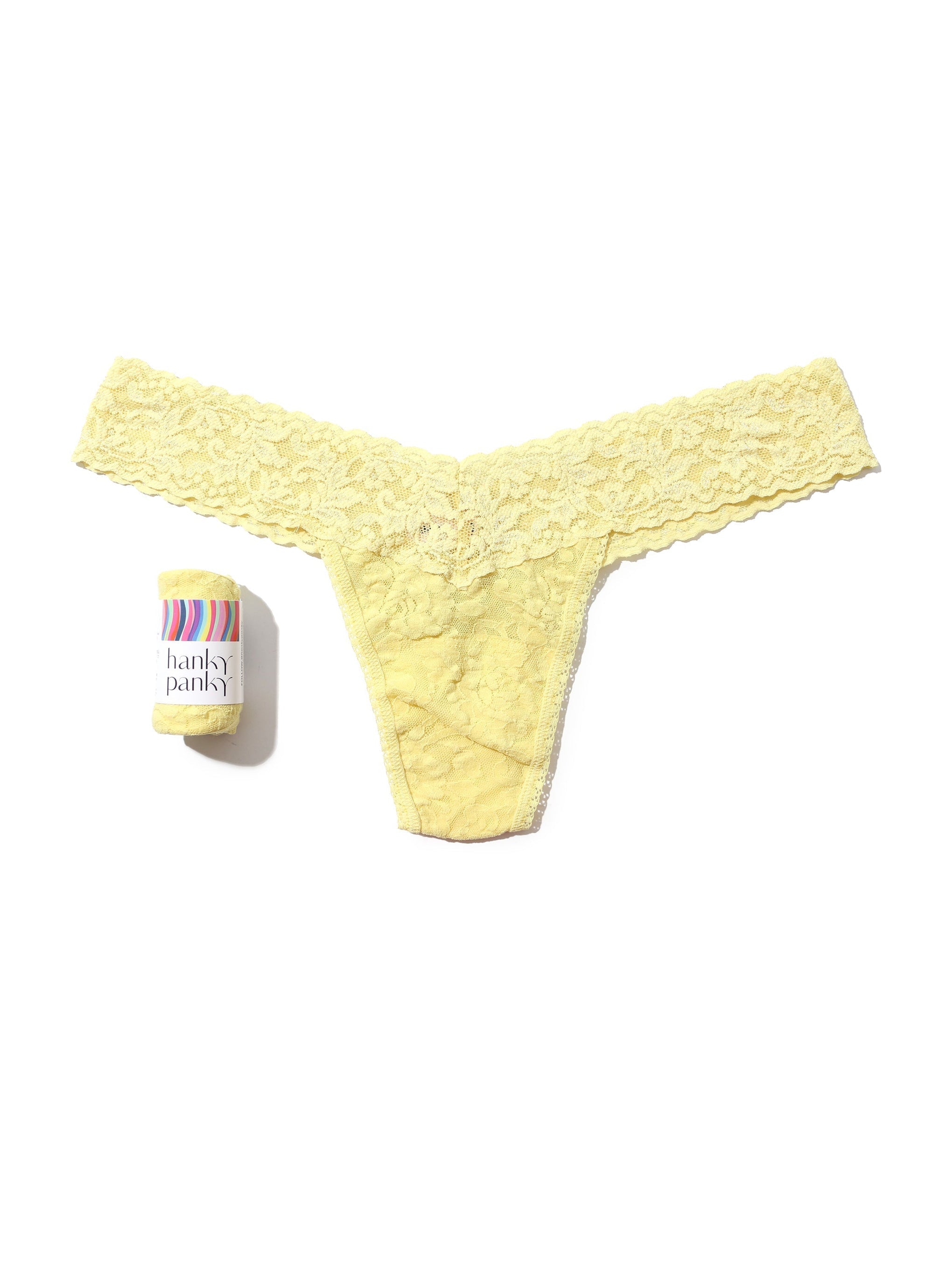Signature Lace Low Rise Thong Smile More Yellow