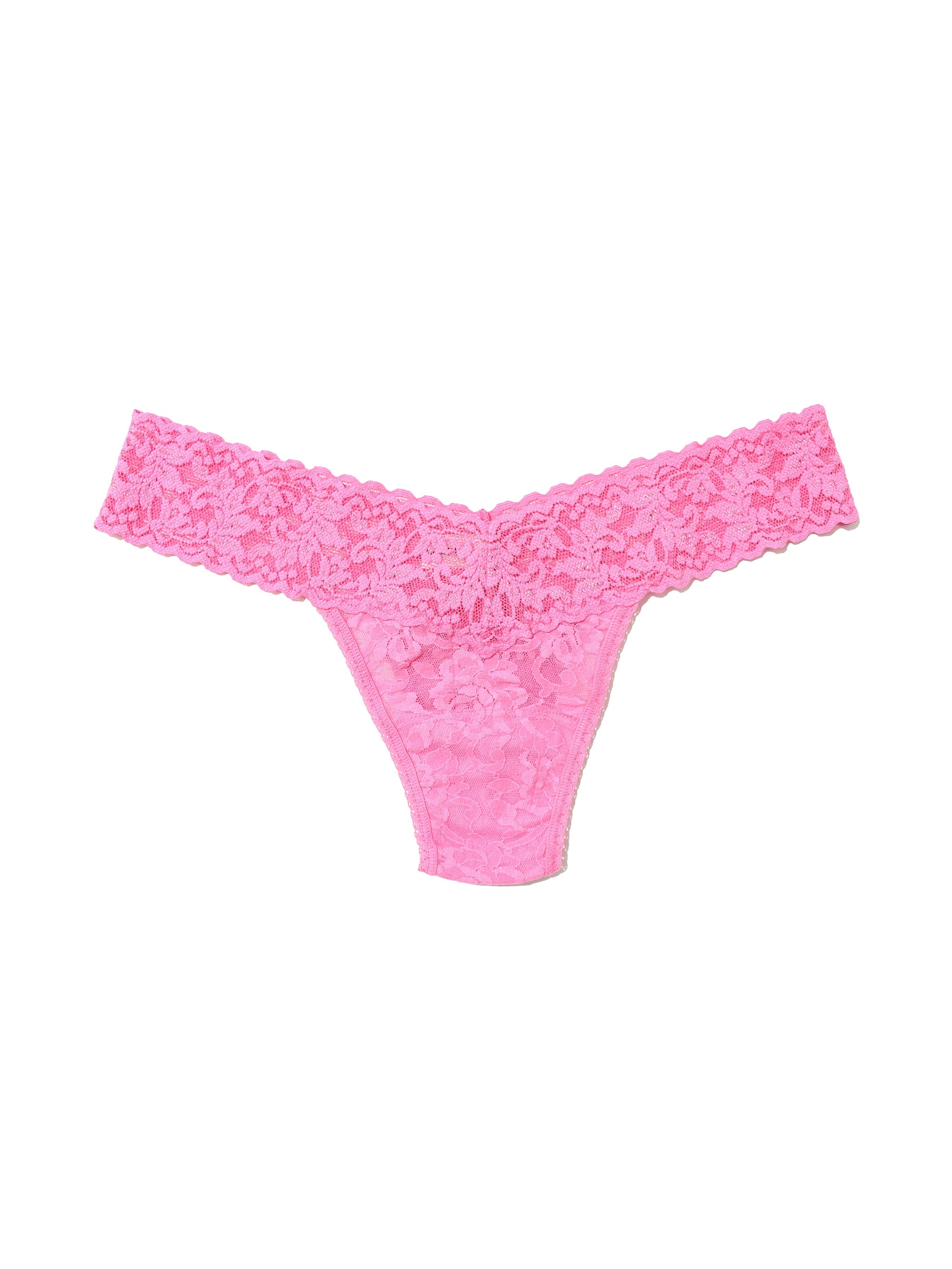 Signature Lace Low Rise Thong Taffy Pink