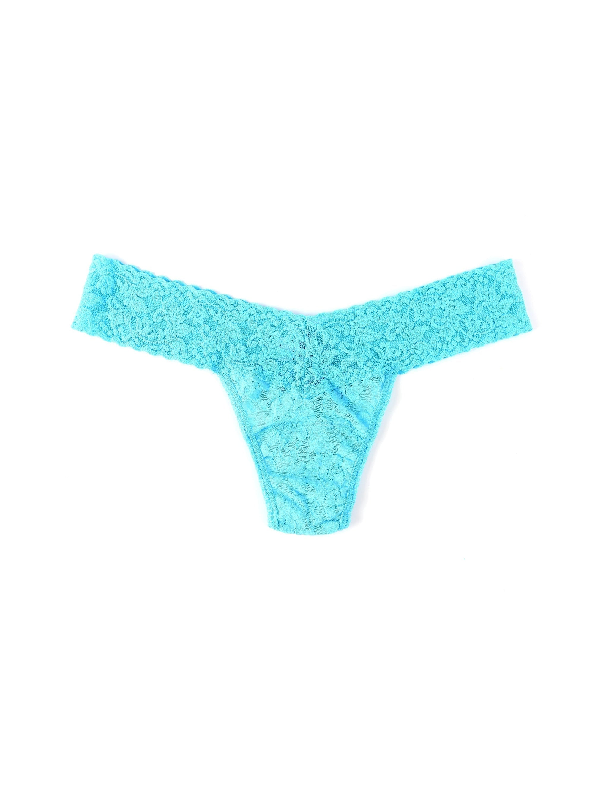 Signature Lace Low Rise Thong Tempting Turquoise