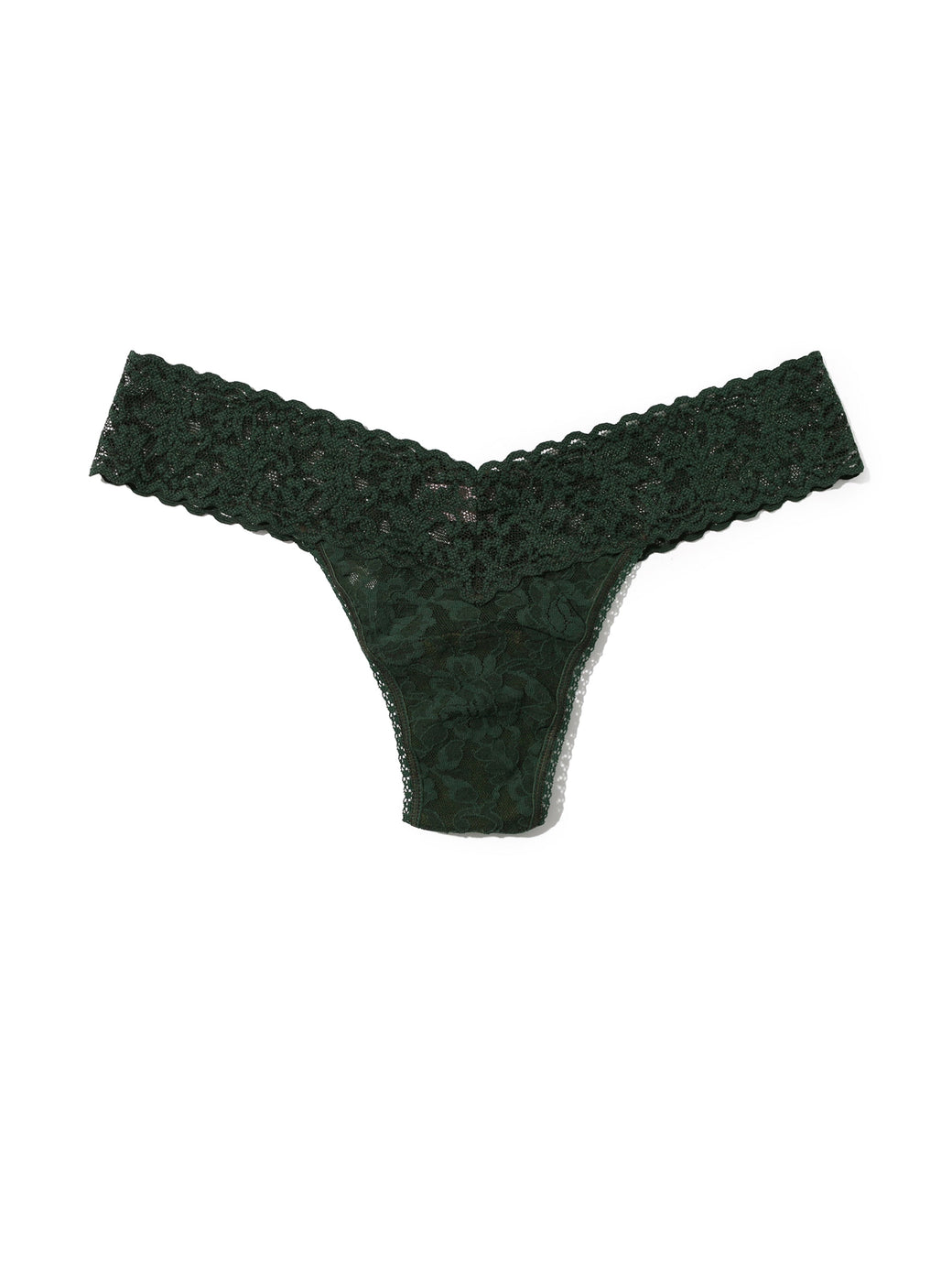 Signature Lace Low Rise Thong Vines Green