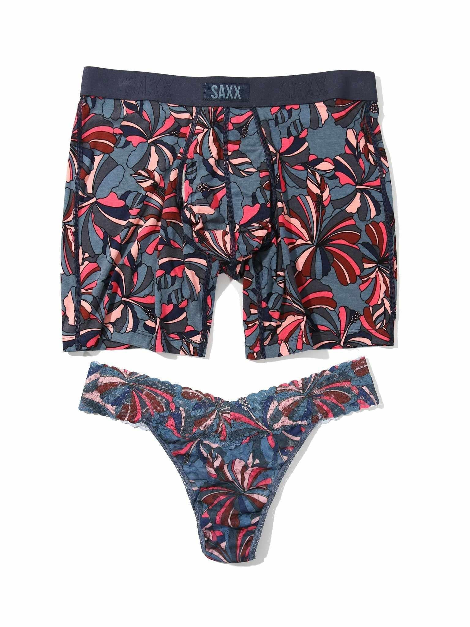 Signature Lace® Original Rise Thong And Saxx Super Soft Vibe Boxer Brief Flower Pop