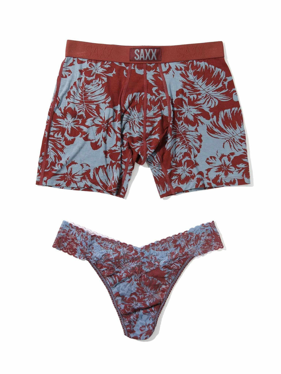 Signature Lace® Original Rise Thong And Saxx Super Soft Vibe Boxer Brief Shadow Tropics