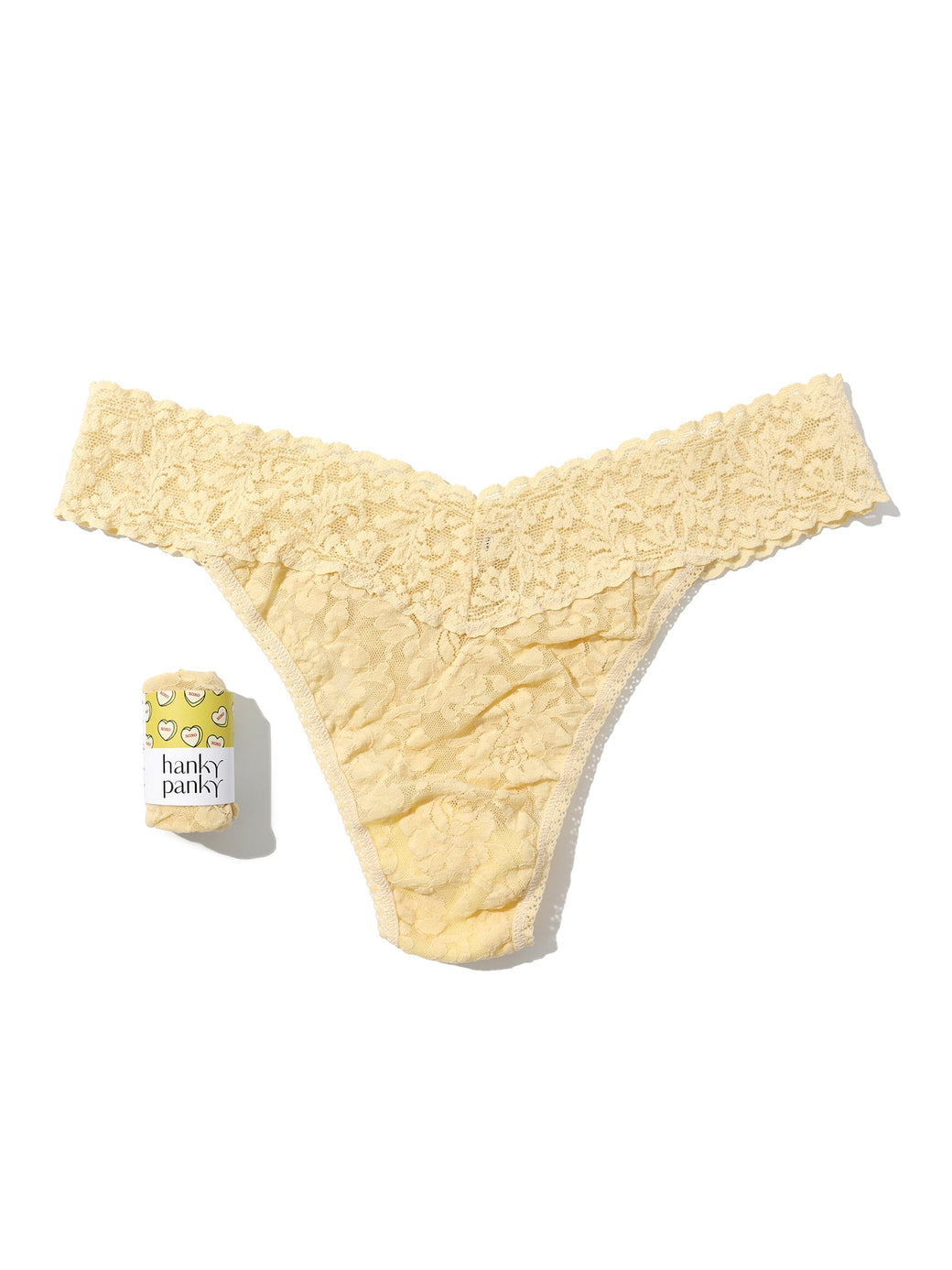 Signature Lace® Original Rise Thong Candy Hearts Shortcake Yellow