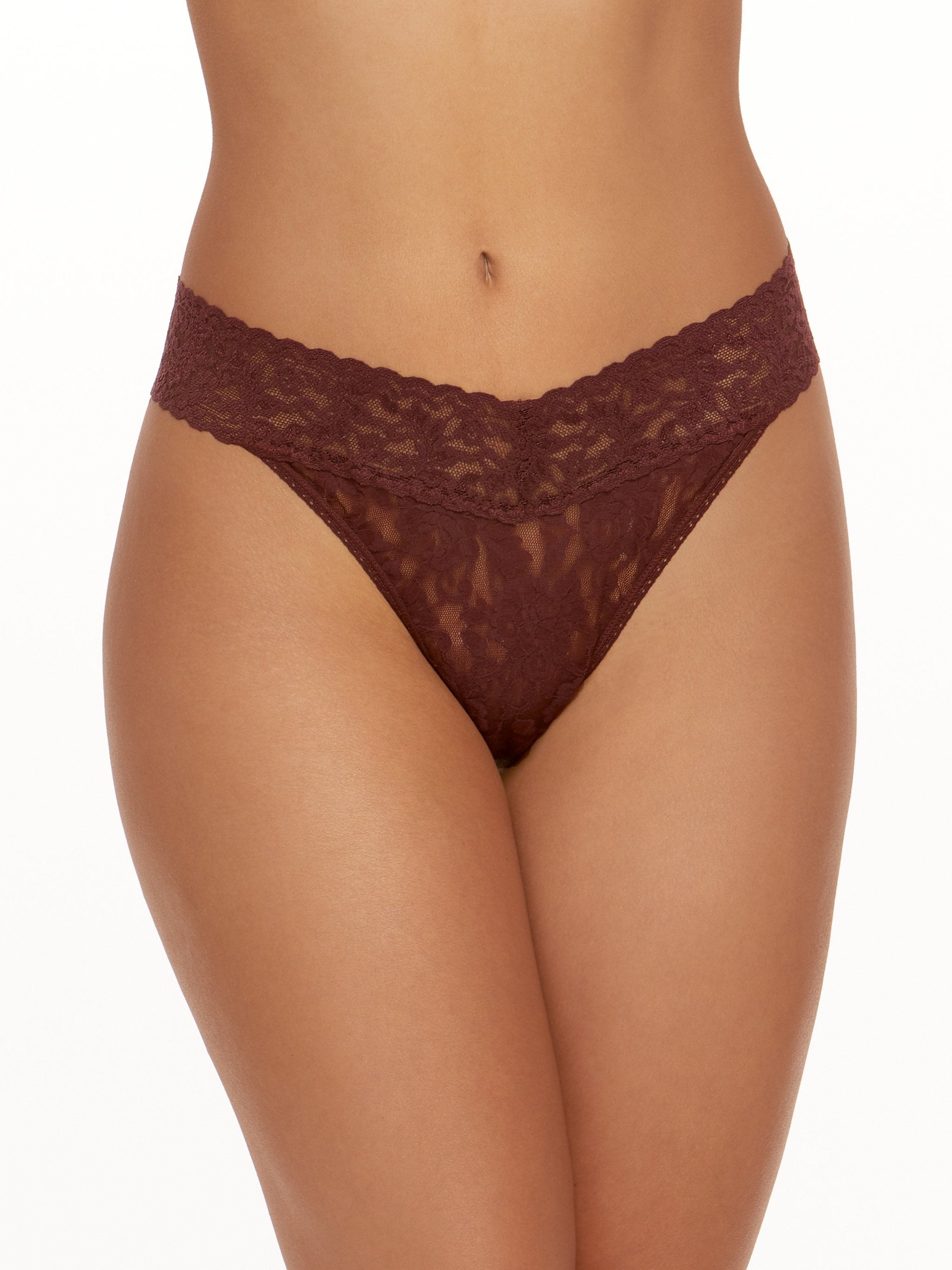 Signature Lace Original Rise Thong Hickory Red