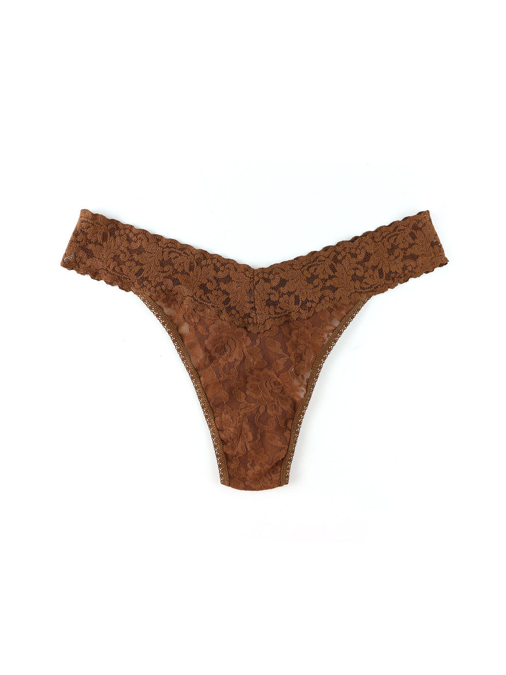 Hanky Panky Women's Original Lace Panty Thong Underwear, Brown, One Size