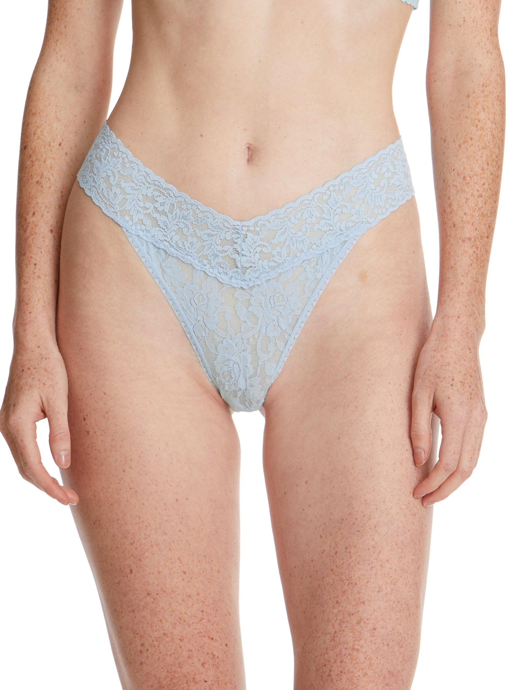 Signature Lace Original Rise Thong Partly Cloudy Blue