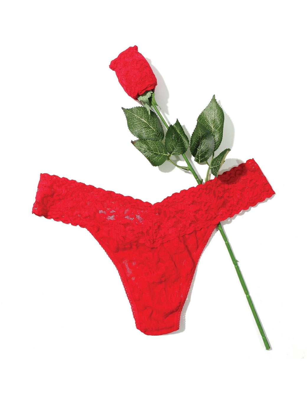 Signature Lace Low Rise Thong Rose Red