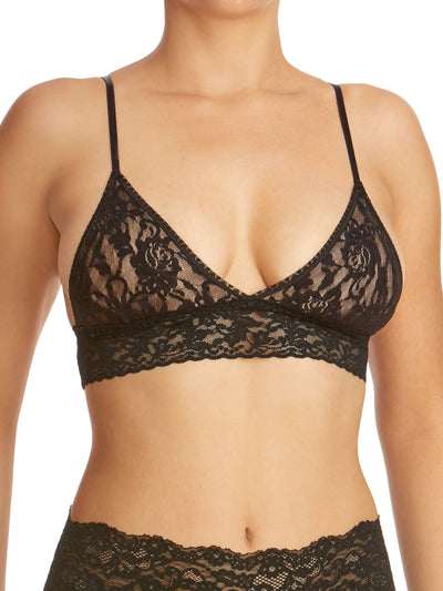 Signature Lace Padded Triangle Bralette Black