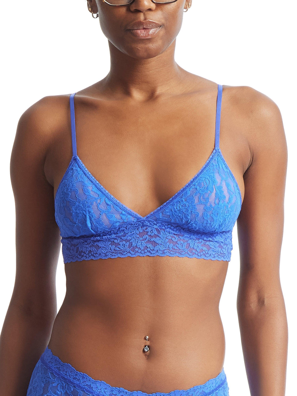 Signature Lace Padded Triangle Bralette Blue Solace Sale