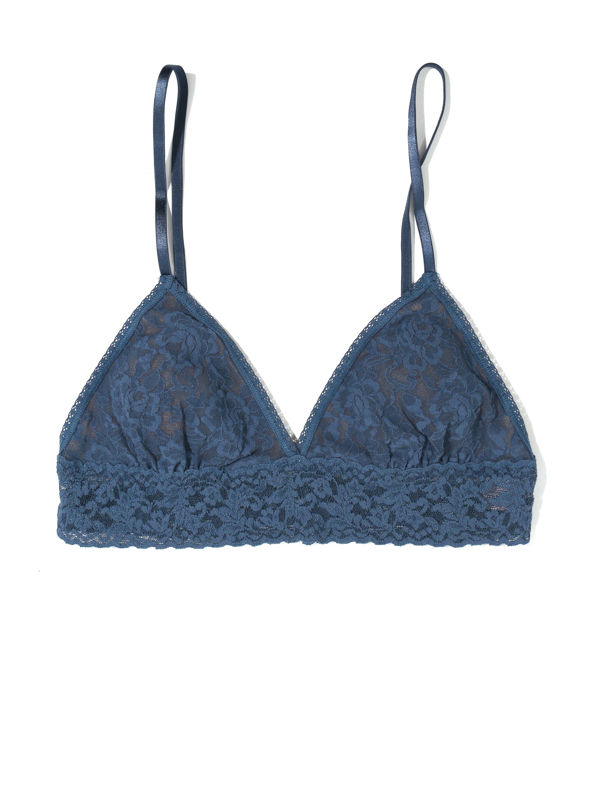 Signature Lace Padded Triangle Bralette Deep Waters Blue Sale