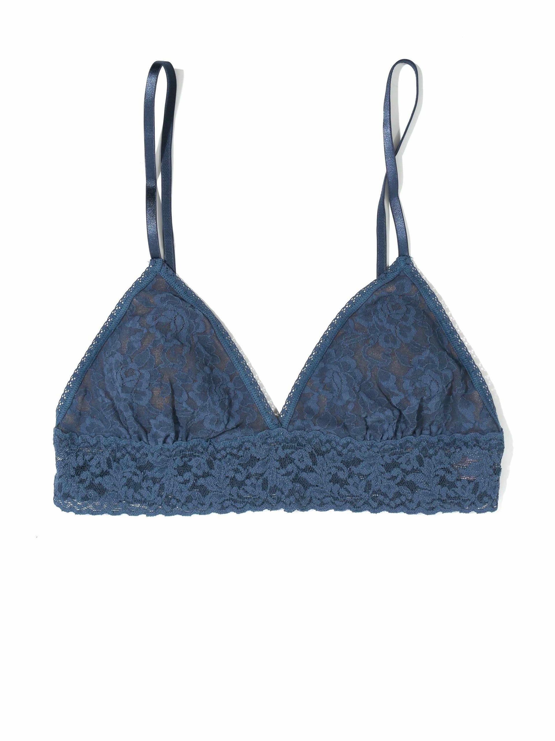 Signature Lace Padded Triangle Bralette Deep Waters Blue Sale Hanky Panky