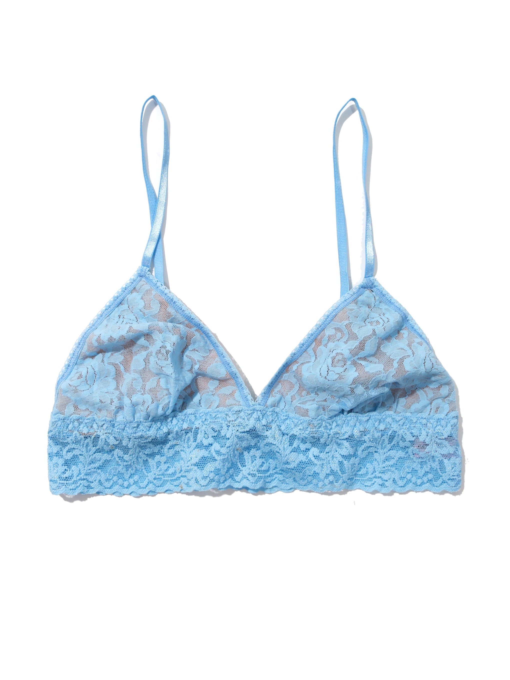Signature Lace Padded Triangle Bralette Partly Cloudy Blue