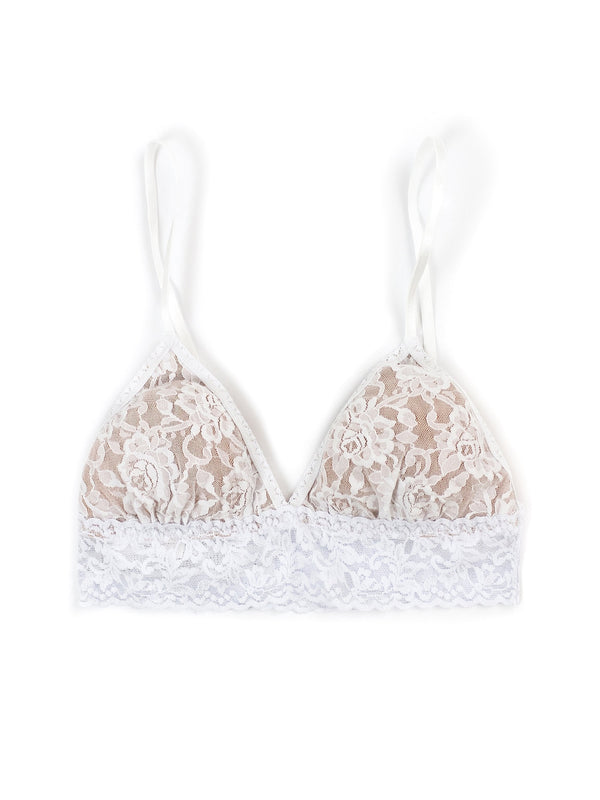 Signature Lace Padded Triangle Bralette White