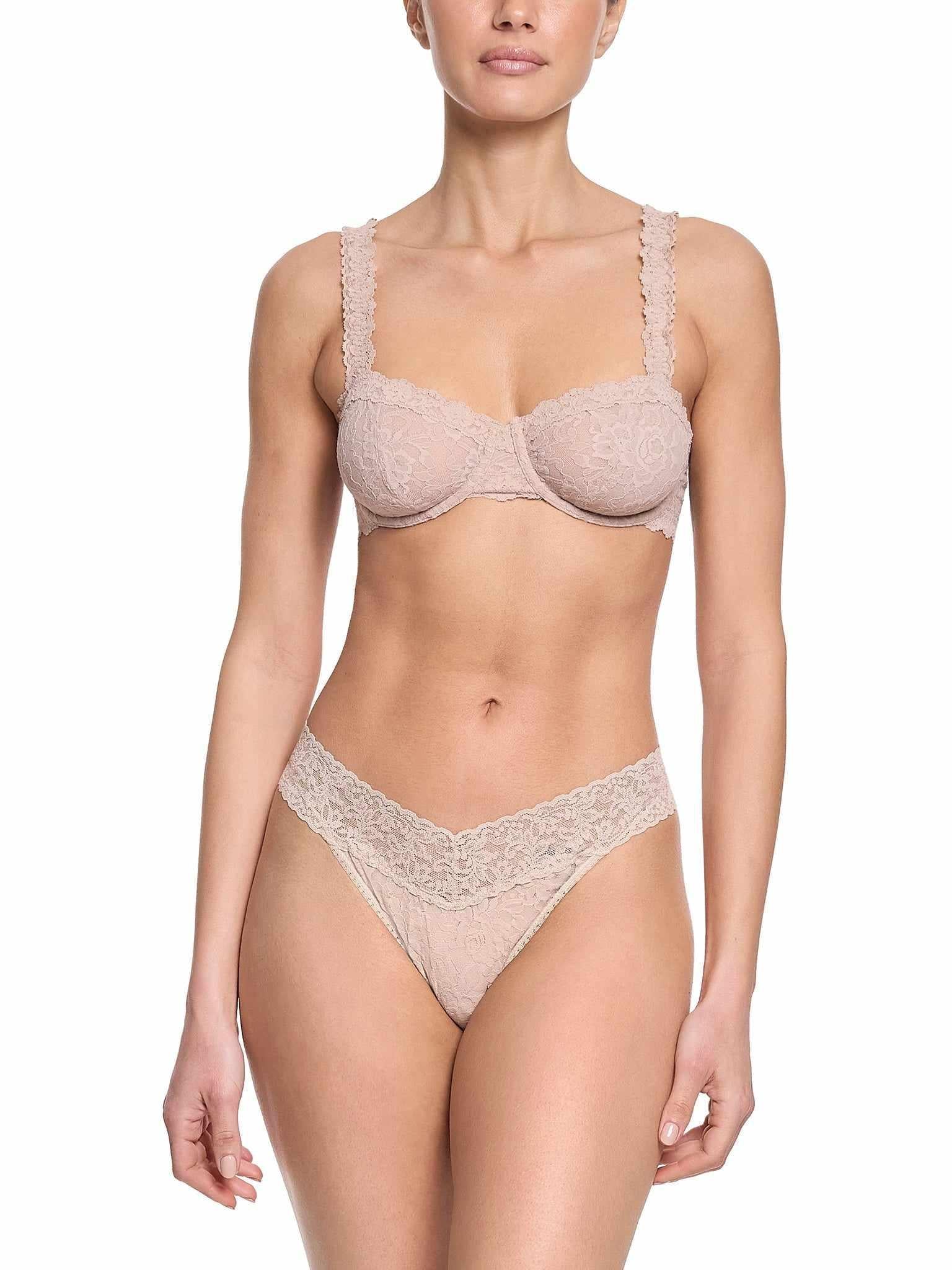 Chai Lace Balconette Bra & Matching Panty Set - Full Body Front View | Hanky Panky