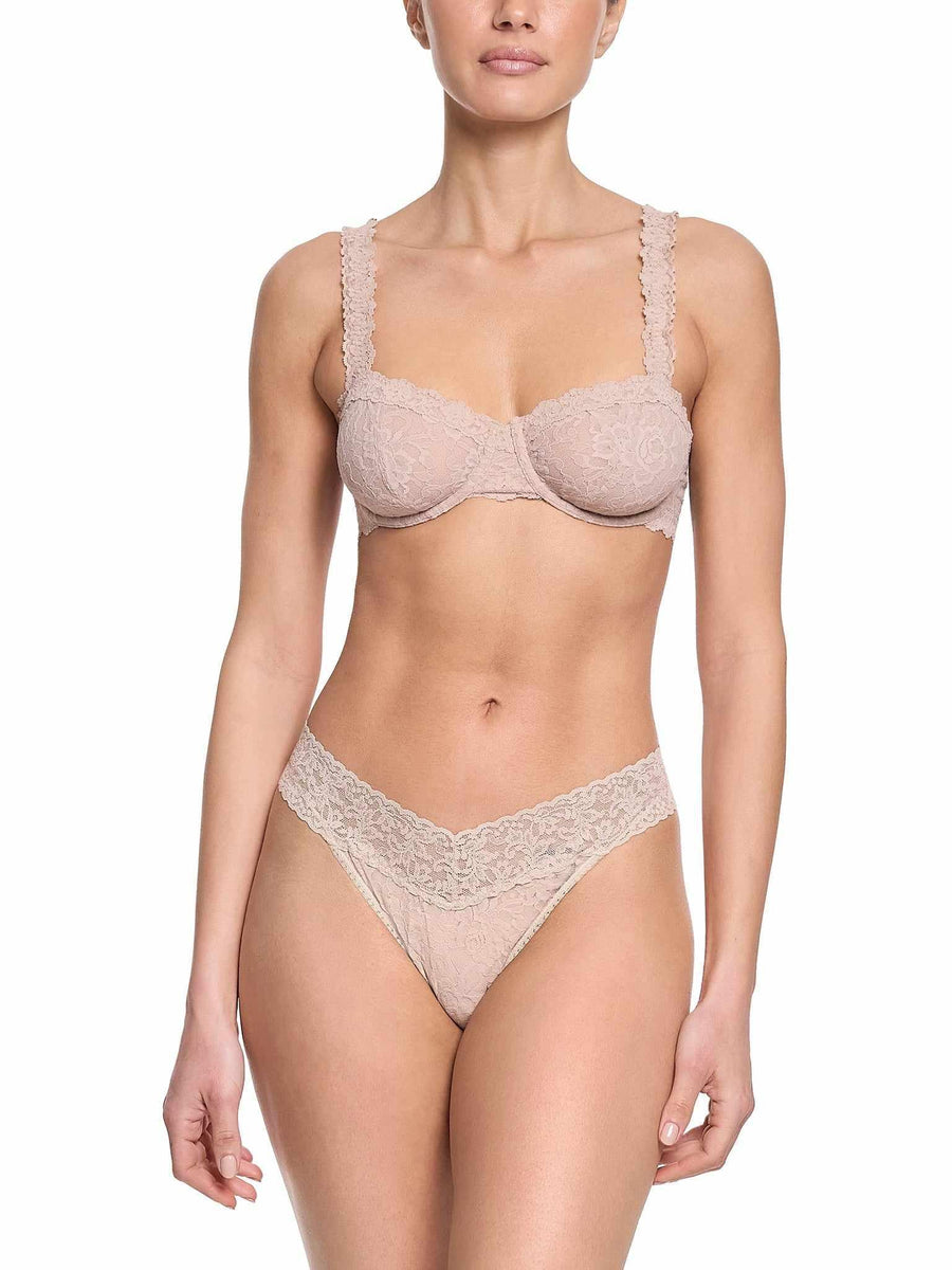 Chai Lace Balconette Bra & Matching Panty Set - Full Body Front View | Hanky Panky