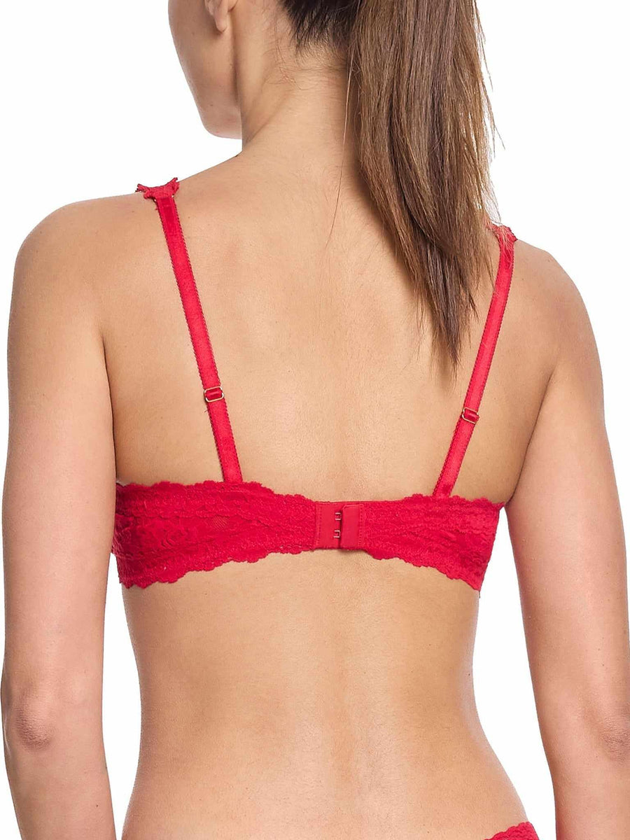 Red Signature Lace® Balconette Bra back closure detail, adjustable straps - Back View | Hanky Panky