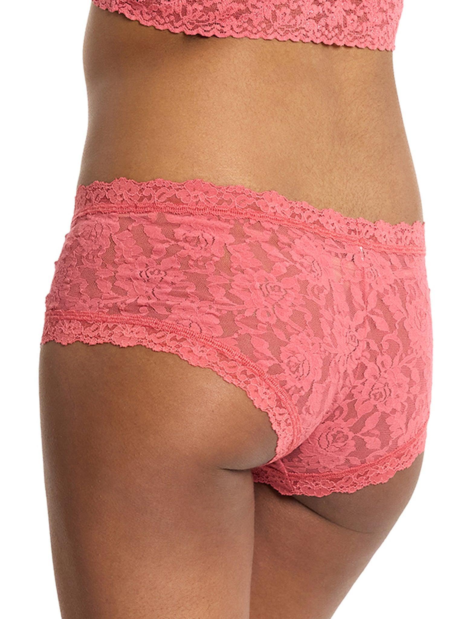 Naples Red Signature Lace® Boyshort - Side Angle, Cheeky Lace Boyshort Coverage Detail | Hanky Panky